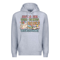 Heather Grey just a girl who brings books everywhere Premium Hoodie - MaliasSmallBusiness