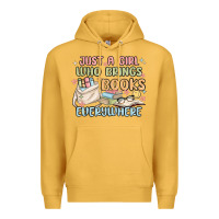 Mustard just a girl who brings books everywhere Premium Hoodie - MaliasSmallBusiness