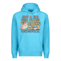 Ocean Blue just a girl who brings books everywhere Premium Hoodie - MaliasSmallBusiness