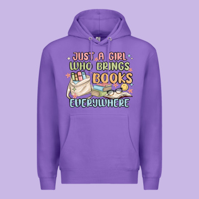 Just A Girl Who Brings Books Everywhere Premium Hoodie Designed By Maliassmallbusiness