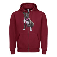 Burgundy pitbull Zipper Hoodie - RanaPortraitStore