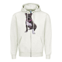 Oatmeal Heather pitbull Zipper Hoodie - RanaPortraitStore