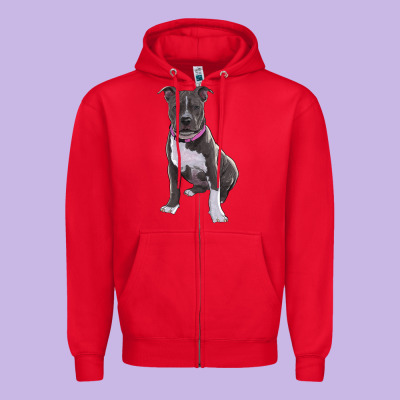 Pitbull Zipper Hoodie Designed By Ranaportraitstore