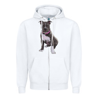 White pitbull Zipper Hoodie - RanaPortraitStore