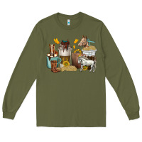 Army Green coffee cups horses Long Sleeve Tee - texasbilliewilder
