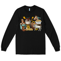 Black coffee cups horses Long Sleeve Tee - texasbilliewilder