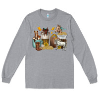 Heather Grey coffee cups horses Long Sleeve Tee - texasbilliewilder