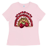 Bubblegum Pink cherry rainbow Ladies Tee - BarkalooDesign