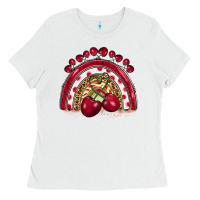 White cherry rainbow Ladies Tee - BarkalooDesign