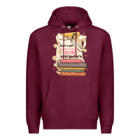 Burgundy just a girl who brings books everywhere Premium Hoodie - MaliasSmallBusiness