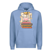 Colony Blue just a girl who brings books everywhere Premium Hoodie - MaliasSmallBusiness