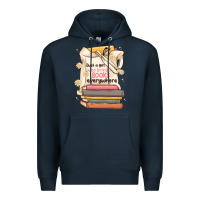 Navy just a girl who brings books everywhere Premium Hoodie - MaliasSmallBusiness