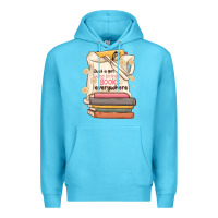 Ocean Blue just a girl who brings books everywhere Premium Hoodie - MaliasSmallBusiness
