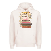 Pale Pink just a girl who brings books everywhere Premium Hoodie - MaliasSmallBusiness