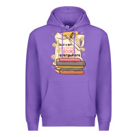 Purple just a girl who brings books everywhere Premium Hoodie - MaliasSmallBusiness