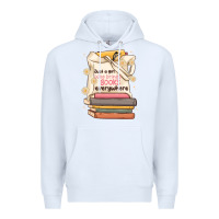 White just a girl who brings books everywhere Premium Hoodie - MaliasSmallBusiness