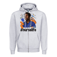 Heather Grey afro man nurse life Zipper Hoodie - texasbilliewilder