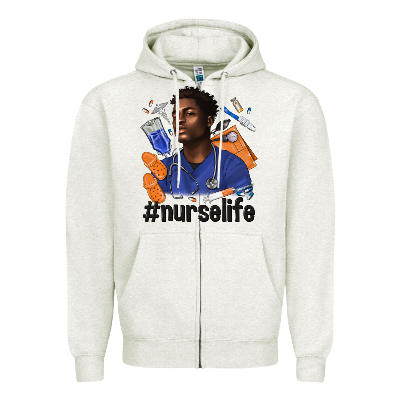 Afro Man Nurse Life Zipper Hoodie by texasbilliewilder | Teevron