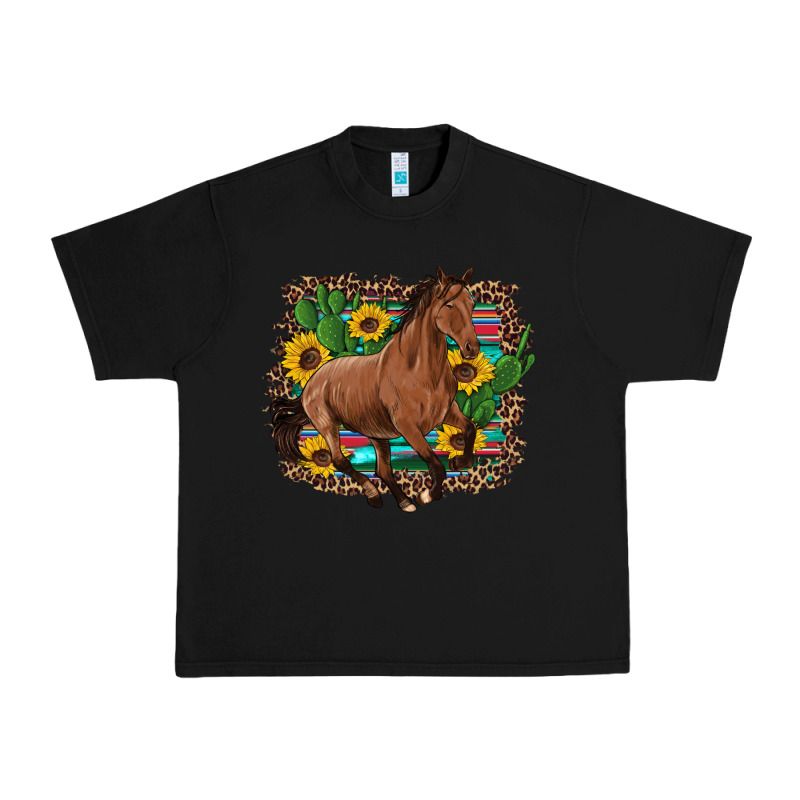 Western Horse Cactus Sunflowers Serape Leopard  Turquoise Wooden Urban Heavy Tee by Artiststas | Teevron
