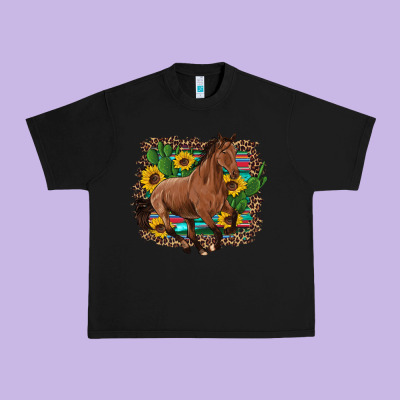 Western Horse Cactus Sunflowers Serape Leopard  Turquoise Wooden Urban Heavy Tee Designed By Artiststas