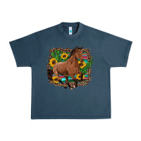 Midnight Navy western horse cactus sunflowers serape leopard  turquoise wooden Urban Heavy Tee - Artiststas