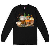 Black coffee cups tiger with coffee beans Long Sleeve Tee - texasbilliewilder