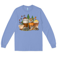 Colony Blue coffee cups tiger with coffee beans Long Sleeve Tee - texasbilliewilder