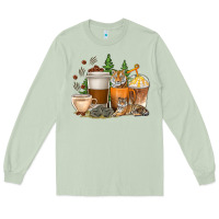 Matcha coffee cups tiger with coffee beans Long Sleeve Tee - texasbilliewilder