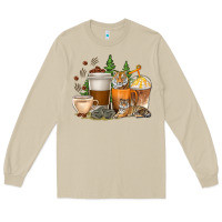 Mushroom coffee cups tiger with coffee beans Long Sleeve Tee - texasbilliewilder