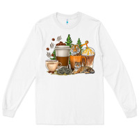 White coffee cups tiger with coffee beans Long Sleeve Tee - texasbilliewilder