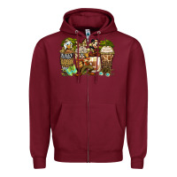 Burgundy safari cartoon characters coffee cups Zipper Hoodie - Zillion Design Studio
