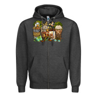 Charcoal Heather safari cartoon characters coffee cups Zipper Hoodie - Zillion Design Studio