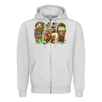 Dove Grey safari cartoon characters coffee cups Zipper Hoodie - Zillion Design Studio