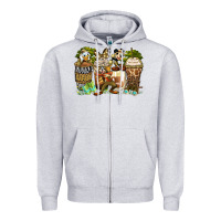 Heather Grey safari cartoon characters coffee cups Zipper Hoodie - Zillion Design Studio