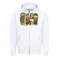 White safari cartoon characters coffee cups Zipper Hoodie - Zillion Design Studio
