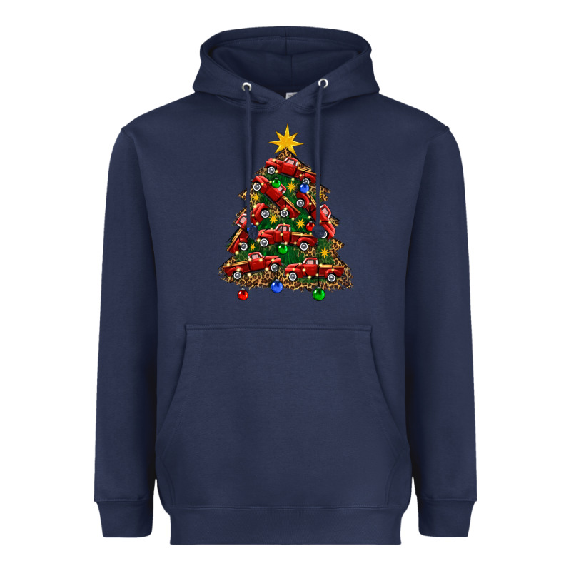 Christmas Truck Tree Heavyweight Hoodie by FaDigitalArtStudio | Teevron