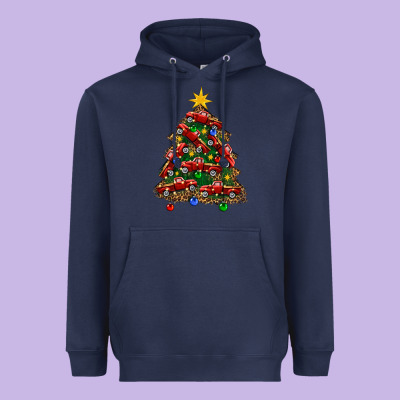 Christmas Truck Tree Heavyweight Hoodie Designed By Fadigitalartstudio