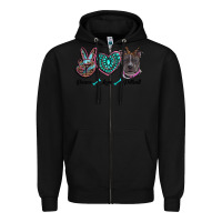 Black peace love pitbull Zipper Hoodie - RanaPortraitStore
