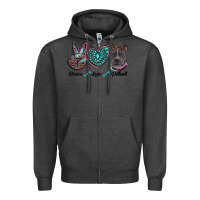 Charcoal Heather peace love pitbull Zipper Hoodie - RanaPortraitStore