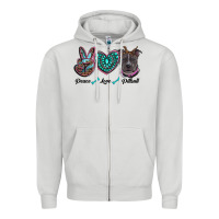 Dove Grey peace love pitbull Zipper Hoodie - RanaPortraitStore