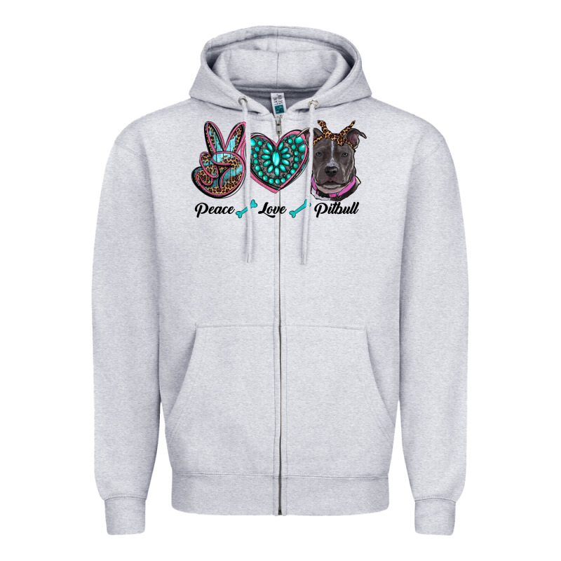 Peace Love Pitbull Zipper Hoodie by RanaPortraitStore | Teevron