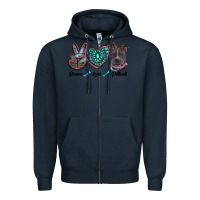 Navy peace love pitbull Zipper Hoodie - RanaPortraitStore