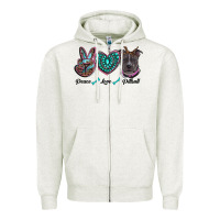 Oatmeal Heather peace love pitbull Zipper Hoodie - RanaPortraitStore