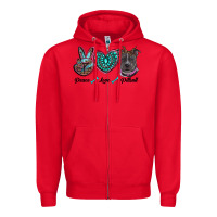 Red peace love pitbull Zipper Hoodie - RanaPortraitStore