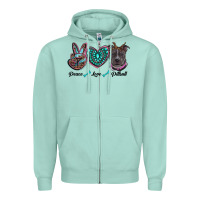 Seafoam peace love pitbull Zipper Hoodie - RanaPortraitStore