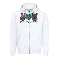 White peace love pitbull Zipper Hoodie - RanaPortraitStore