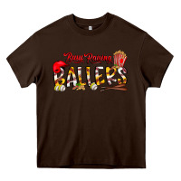 Chocolate Brown busy raising ballers Heavy Core Tee - CowhideDigitalArt