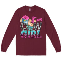Burgundy cow girl Long Sleeve Tee - texasbilliewilder