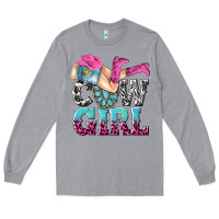 Heather Grey cow girl Long Sleeve Tee - texasbilliewilder