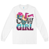White cow girl Long Sleeve Tee - texasbilliewilder